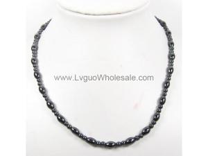 Mens Magnetic Hematite 6x9mm Oval Beads Strands Necklace